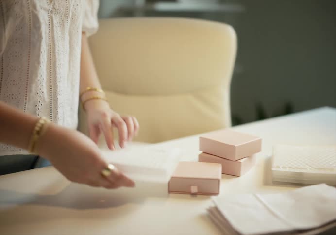 Woman packing products