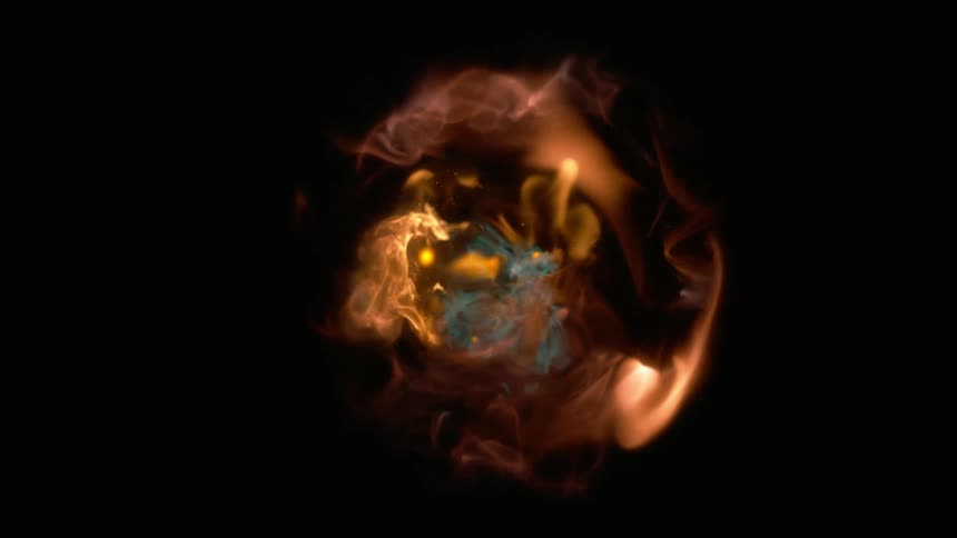 Black orange and blue colors that look like fire burning