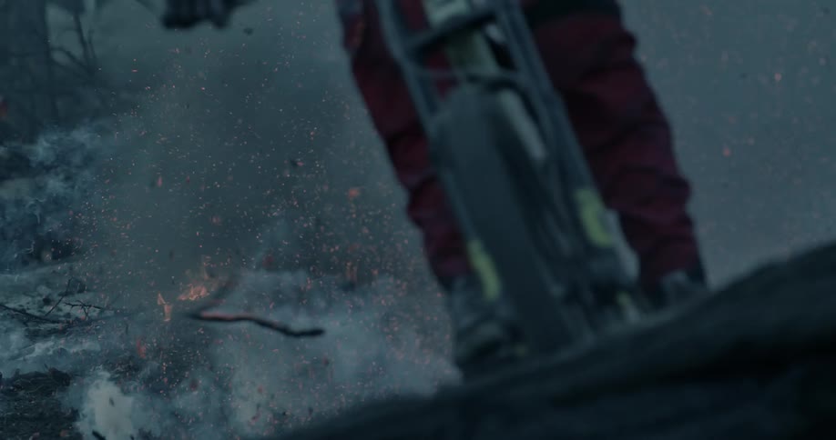 Mountain biker explodes fire.