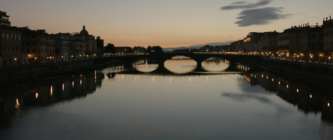 A bridge in paris at dusk