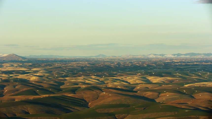 Stunning shot of the Palouse hill terrain near Pullman Washington and the Eastern Washington University Wazoo