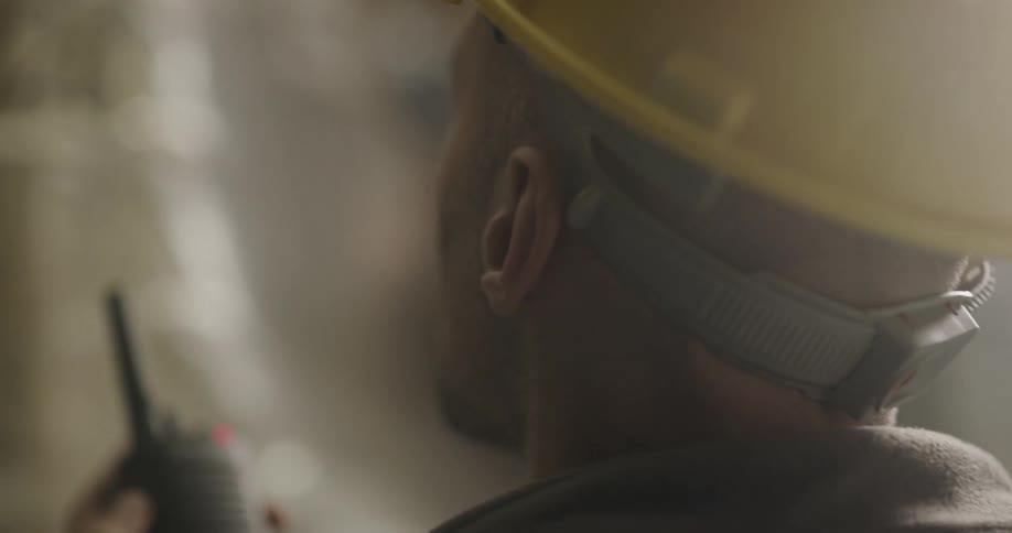 Warehouse worker talking