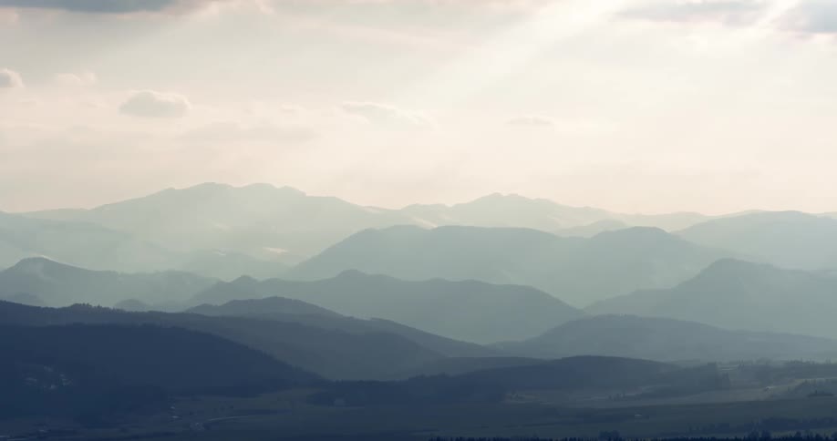 Landscape view of fog over hills