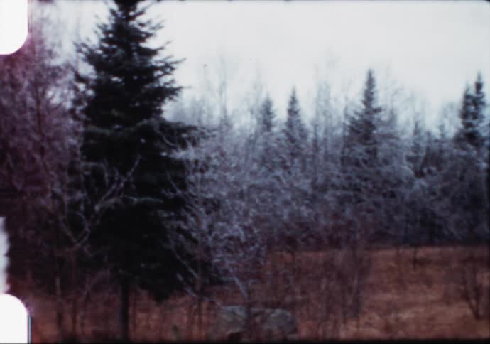 Wintery scene at dusk from the 1950's