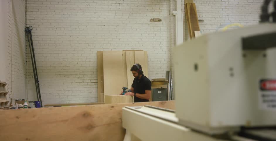 Craftsman working in a woodshop