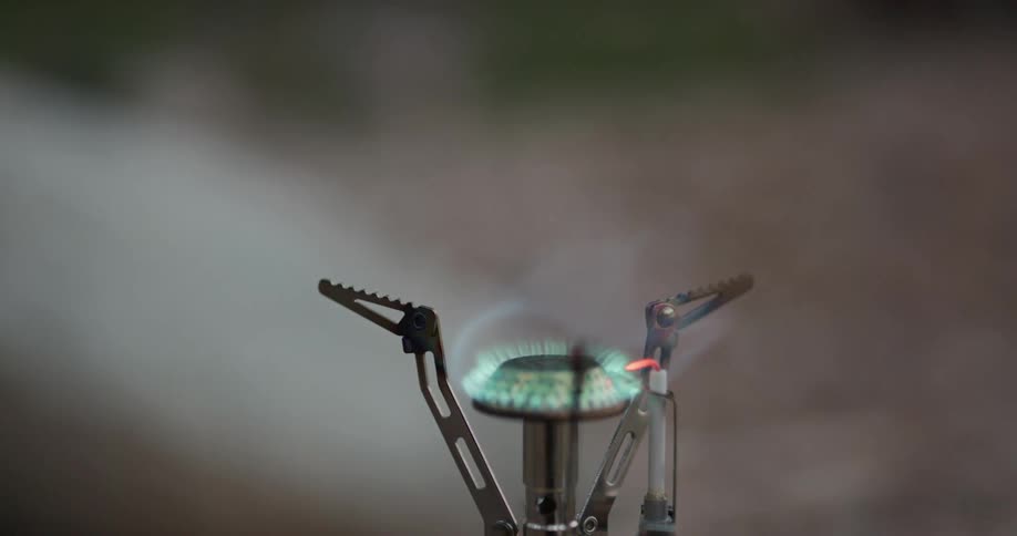 A view of a burner that is on