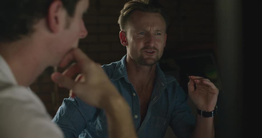 Two men talking