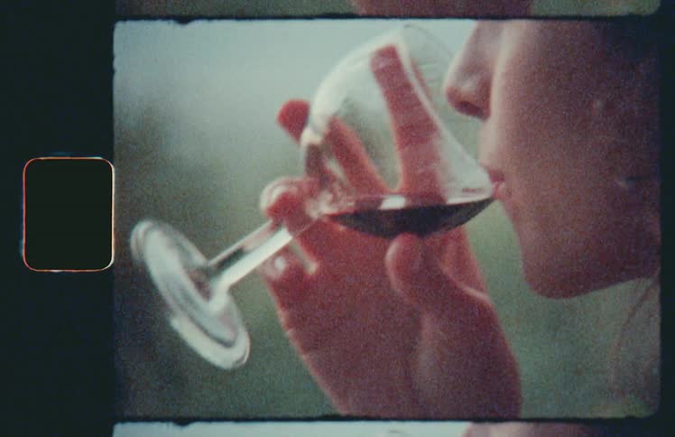 Woman relaxing outdoors drinking red wine and smiling