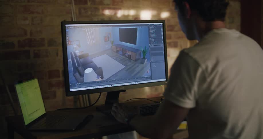 A man working on a design on a computer
