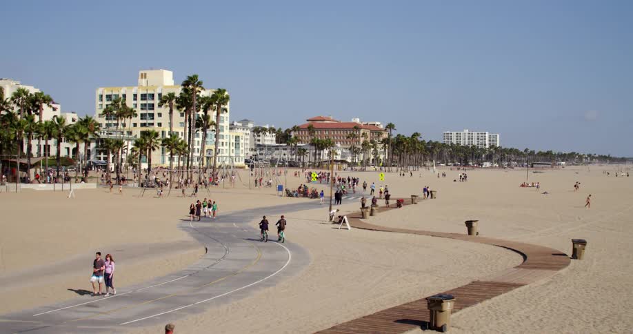 Santa Monica boardwalk on a sunny day