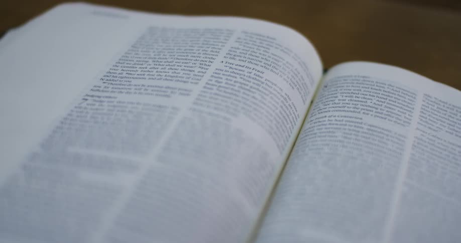Close up of scripture in an open bible