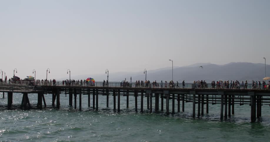 People Walking Along Busy Santa Monica Pier