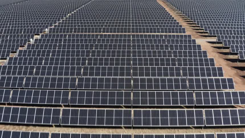 Solar panels in a field