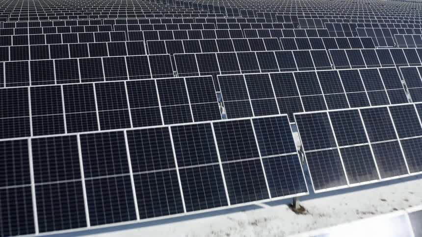 Solar farm with many solar panels