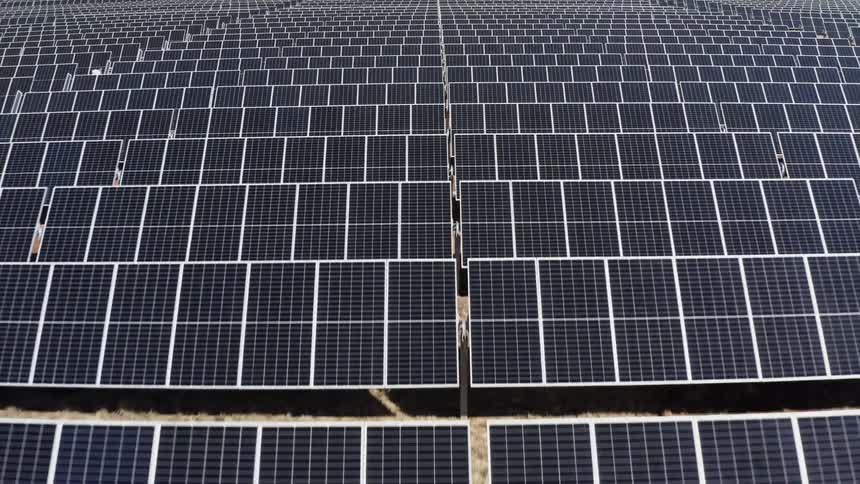 Solar farm with many solar panels