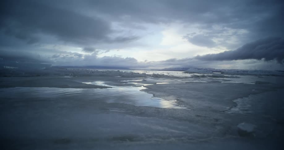 Water flows over and under sheets of ice
