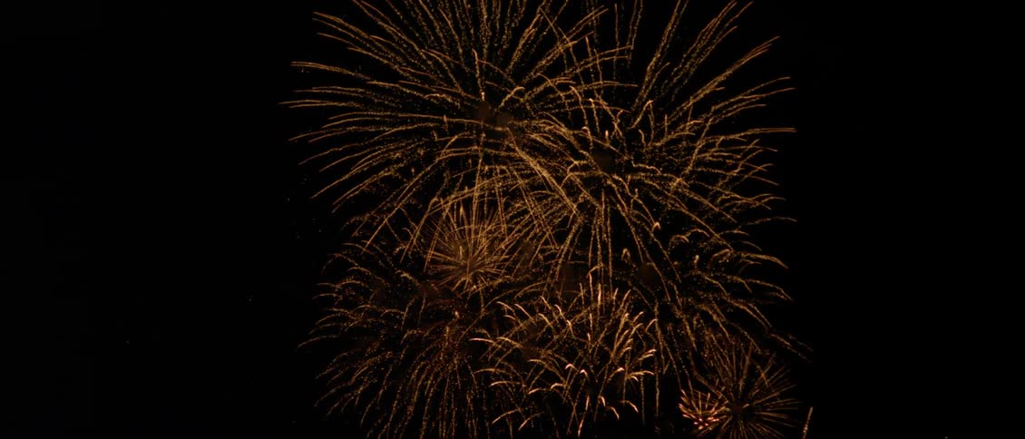 A view of fireworks exploding at night