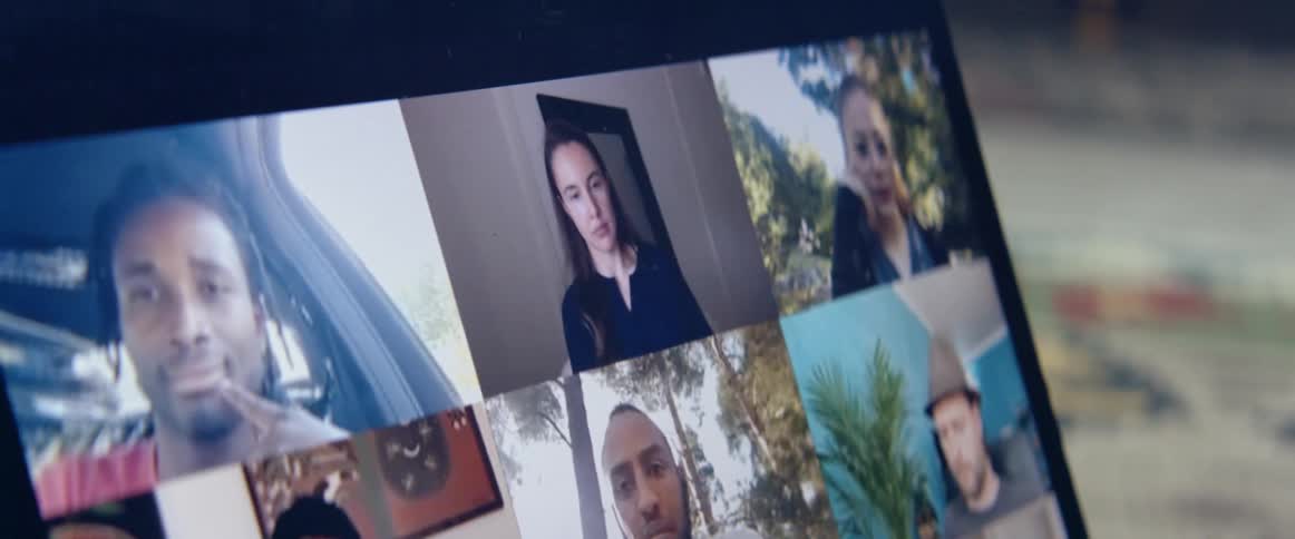 Group of friends on a video conference in a laptop