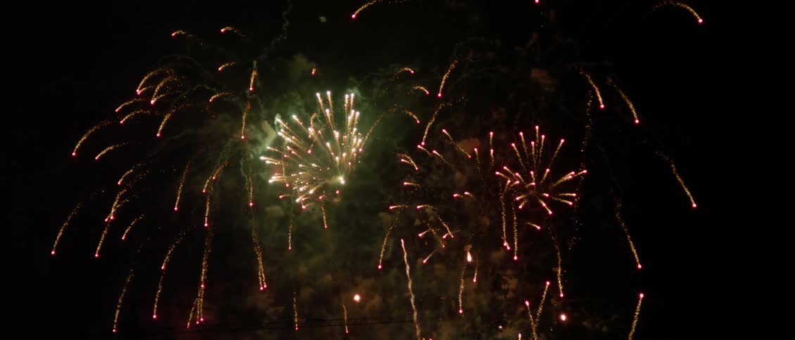 Colorful fireworks show exploding in the night sky