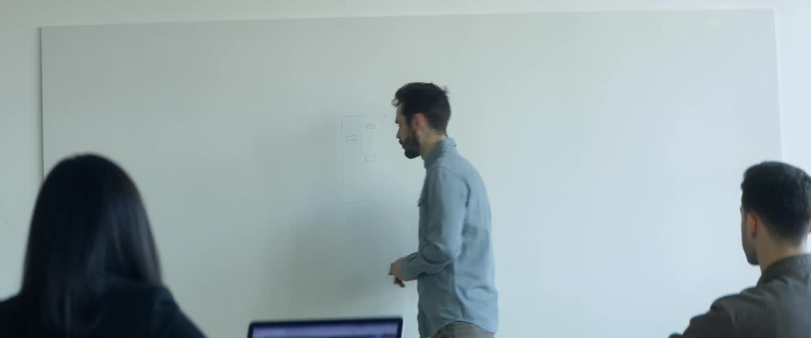 A teacher writing things on a whiteboard