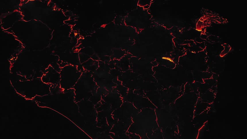 The ground with molten lava and smoke
