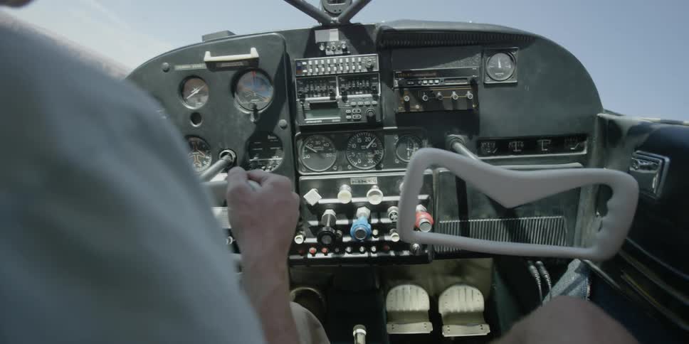 Small plane cockpit as seen while flying