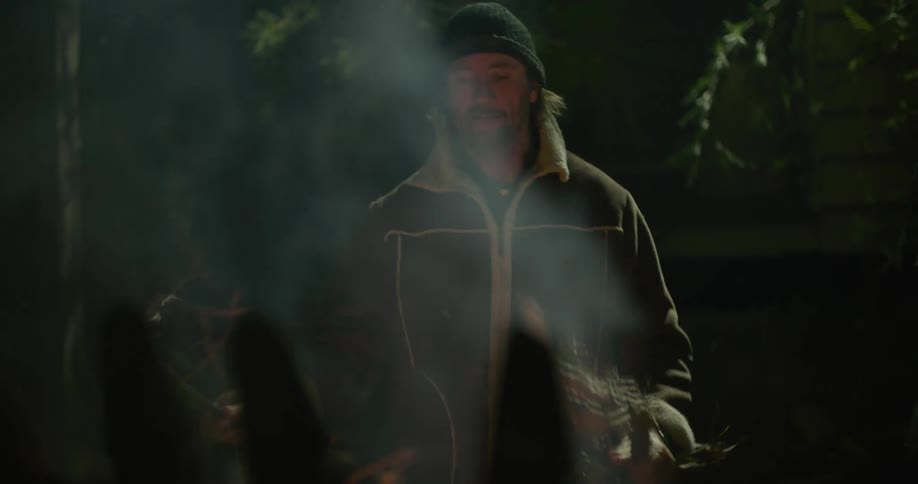 Two men that are out camping