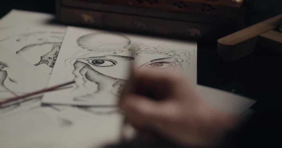A person drawing on paper