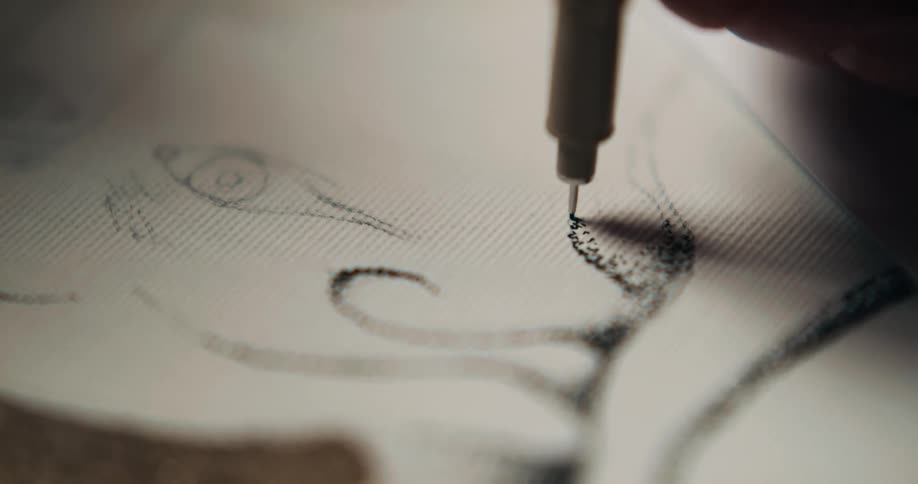 An artist creates a picture
