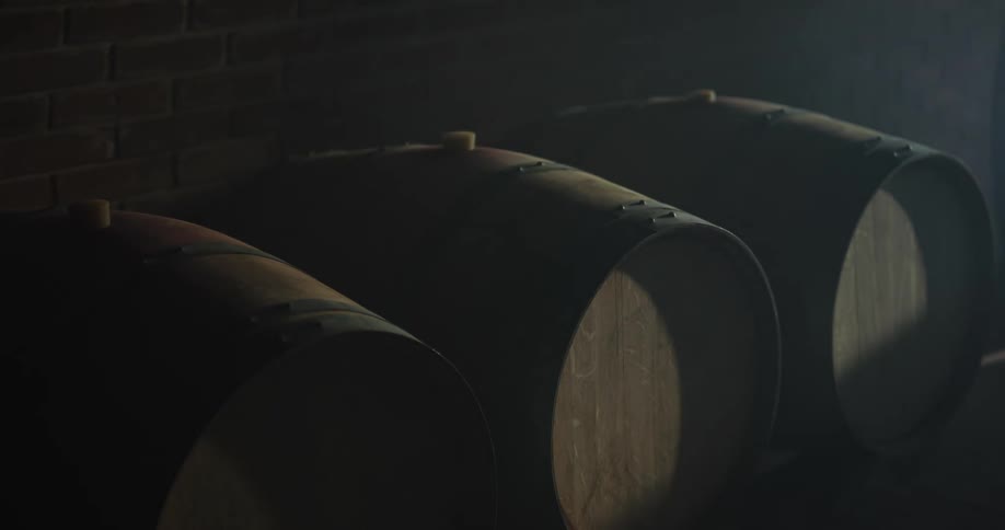 A view of barrels in a storage room