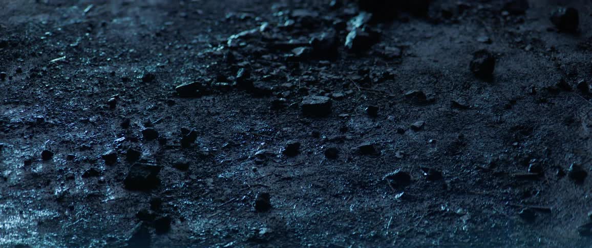 A bumpy rocky ground in the evening
