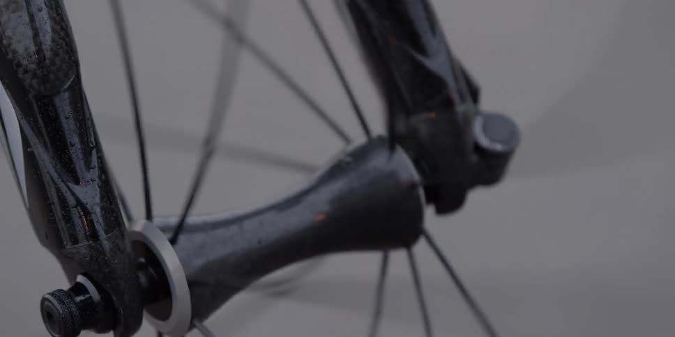 Close up of moving spokes on a bike wheel