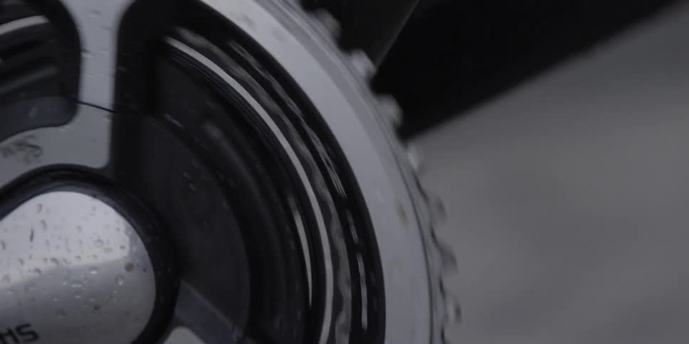 Close up of a bike wheel moving