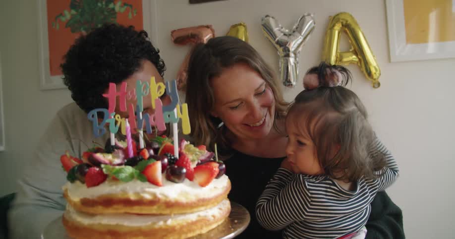 Family celebrating birthday