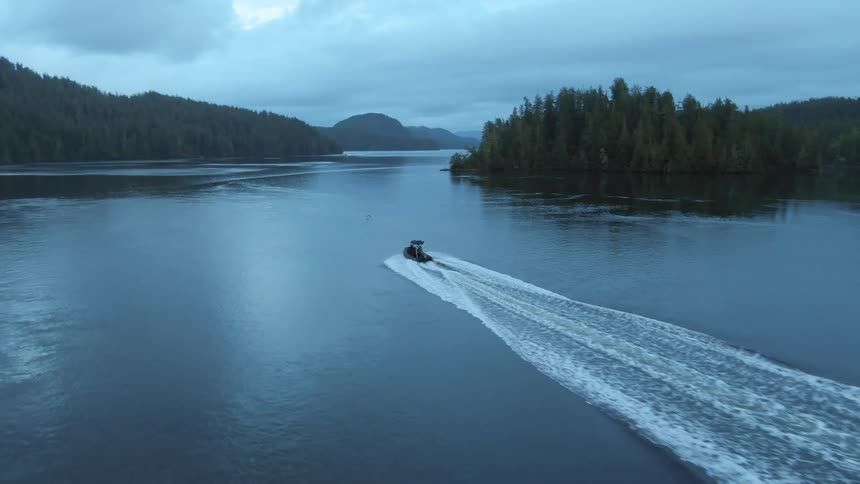 Boat driving in landscape
