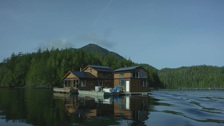 A view of a house on a lake