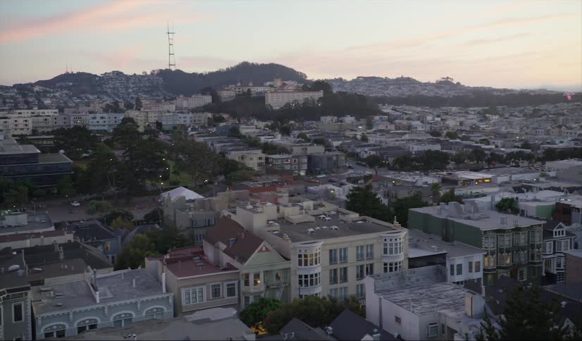 An aerial view of houses in a neighborhood
