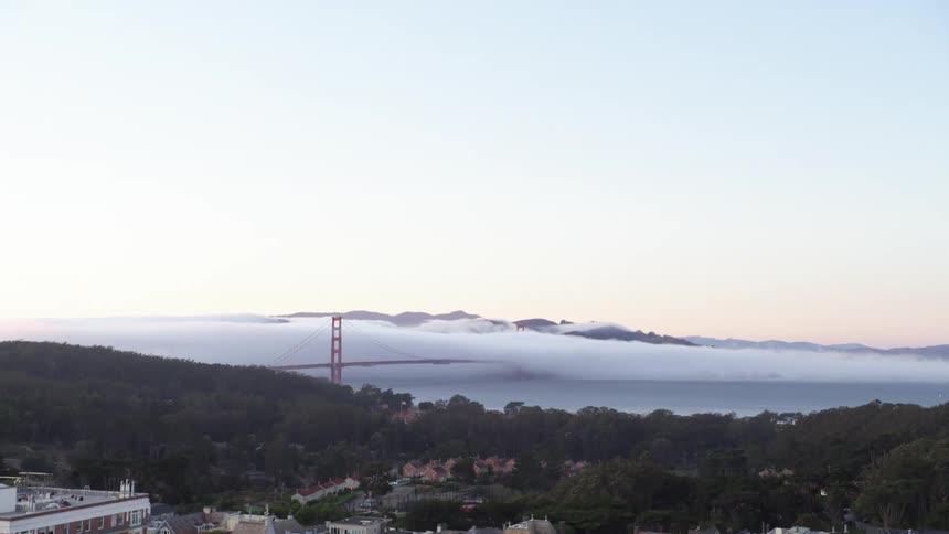 The bridge leads to the town below
