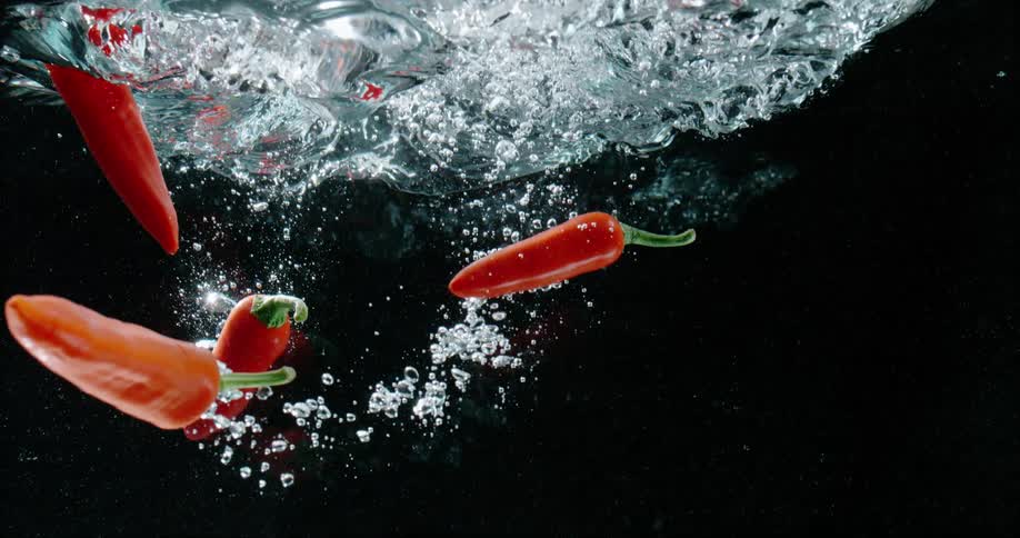 Peppers fall into the water