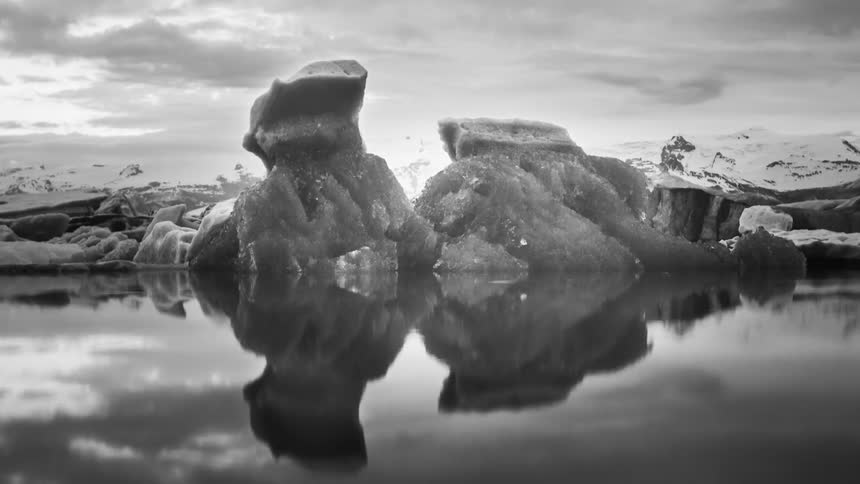 Time lapse of icebergs in the water