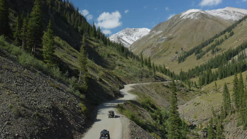 Traffic on a mountain forest road