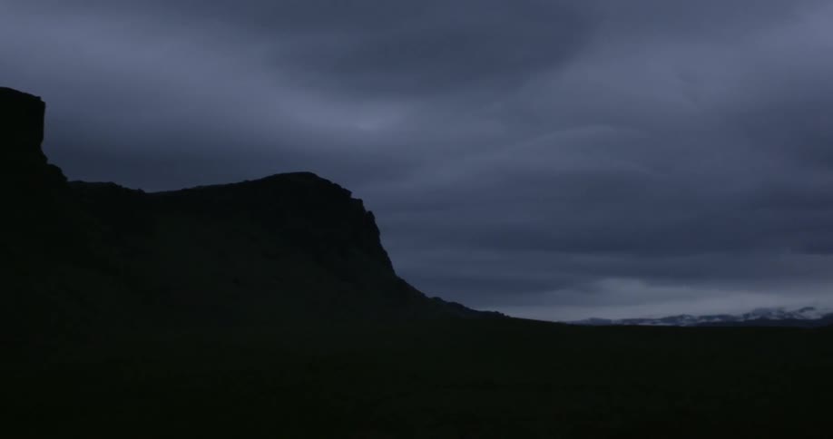 Mountains and rocks on a cloudy evening