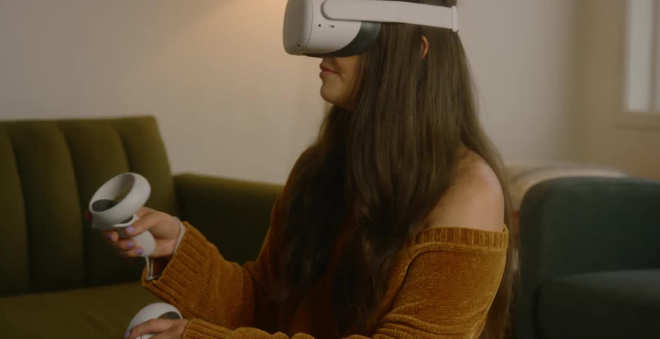 A woman using a vr headset