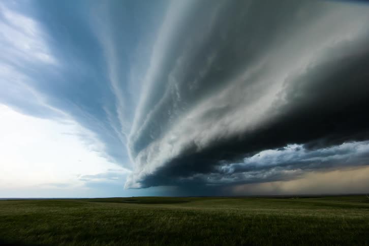 Storm front flows across plains