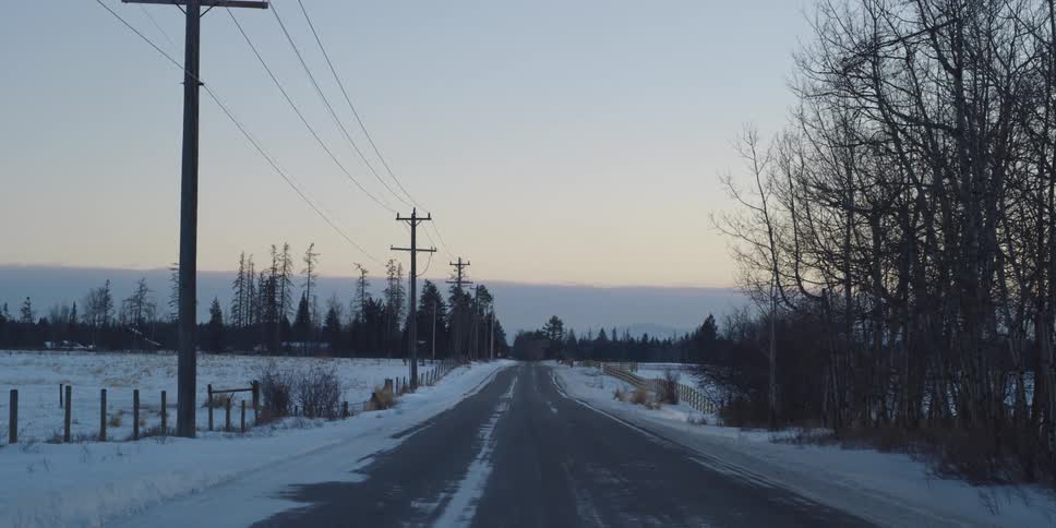 The road is empty at sunrise