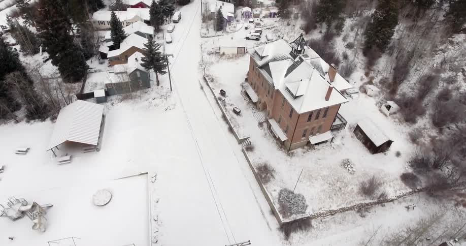 Snow covered streets in a neighborhood