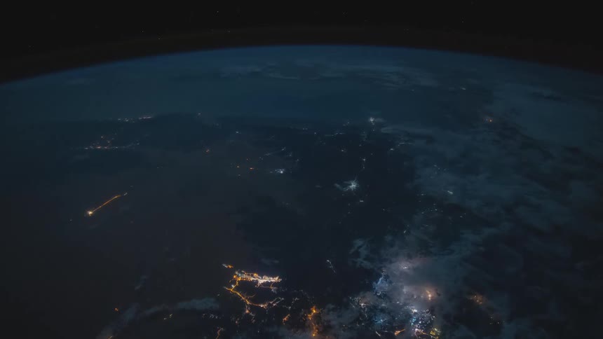 City lights on the continents of planet earth seen from orbit at night