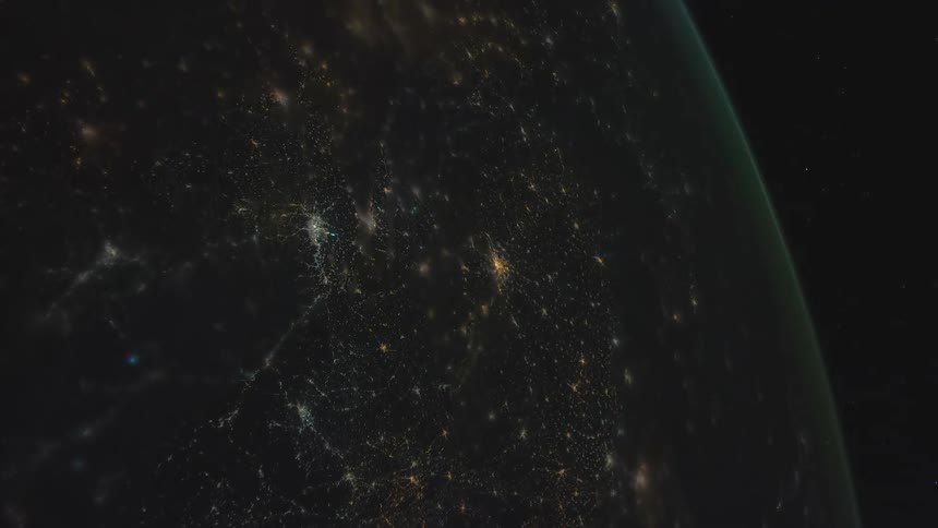 The planet earth with lights and atmosphere with space in the background