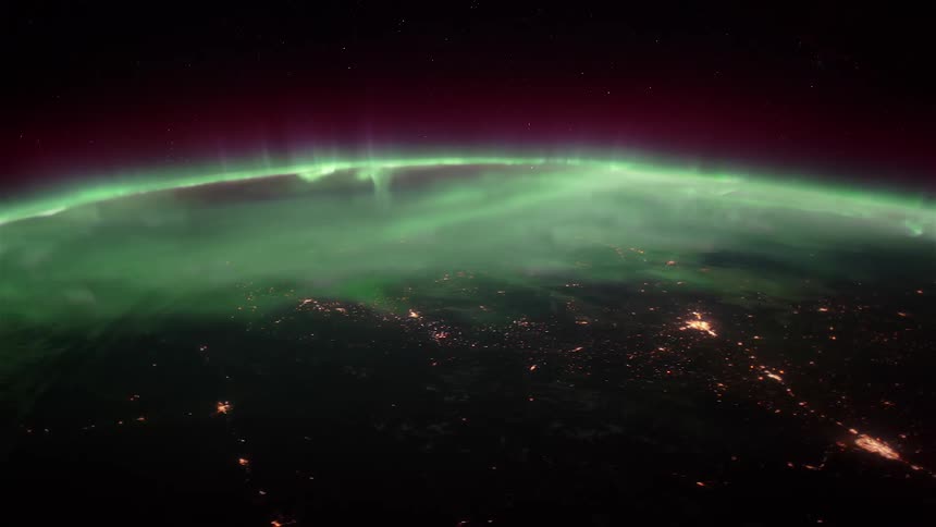 The planets atmosphere is green in the dark