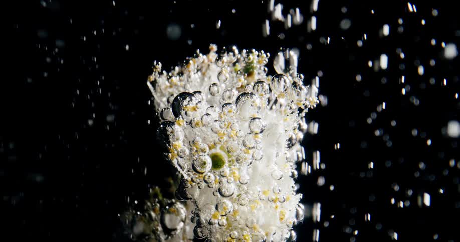 Bubbles rise from the object underwater